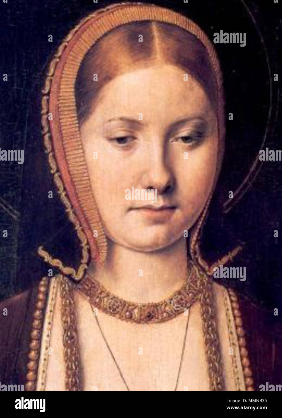 . Portrait of Young Catherine d'Aragon (1485-1536) Mary Rose Tudor, soeur de Henry le huitième. vers 1502-1504. CatherineAragonPortrait Banque D'Images