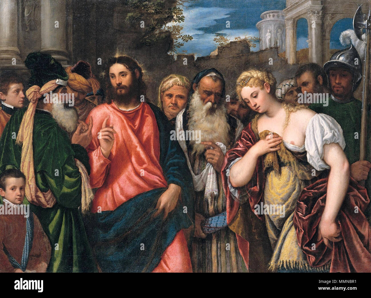 Le Christ et la femme adultère.. vers 1540-1545. Le Christ et la femme adultère de Lanciano Banque D'Images