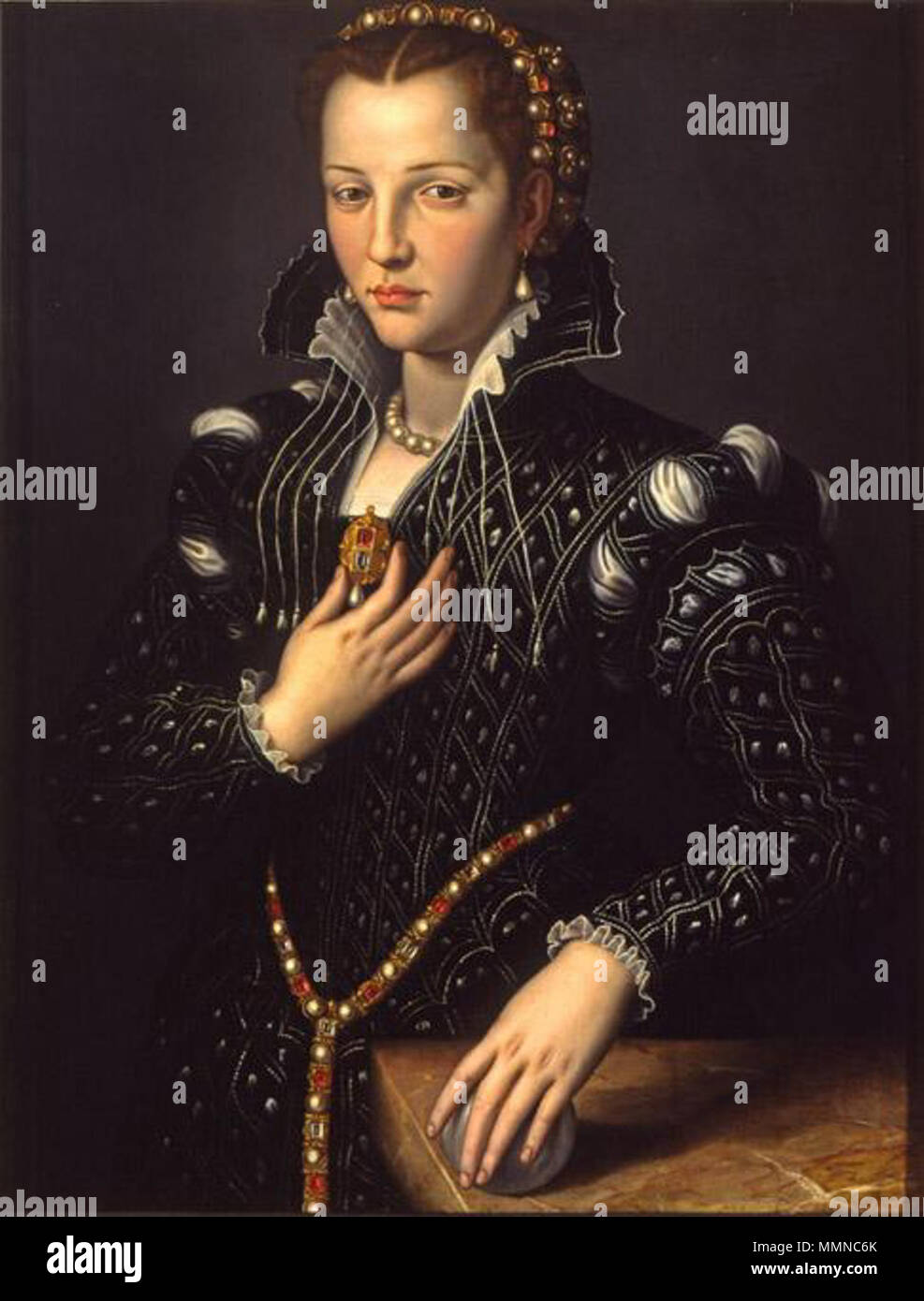 . Anglais : Portrait de Lucrezia de' Medici (1545-1561), 1560 . 1560. Alessandro Allori Lucrezia de' Medici Banque D'Images