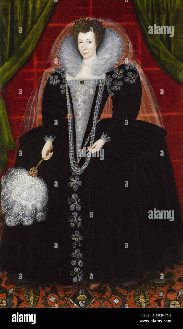 . Anglais : Portrait d'une dame, probablement Elizabeth Southwell née Howard (d. 1646), fille aînée de Charles Howard, 1 Comte de Nottingham et de Catherine Howard, comtesse de Nottingham, comme une veuve. Ecole d'anglais Portrait d'une dame en noir 1595-1605 Banque D'Images