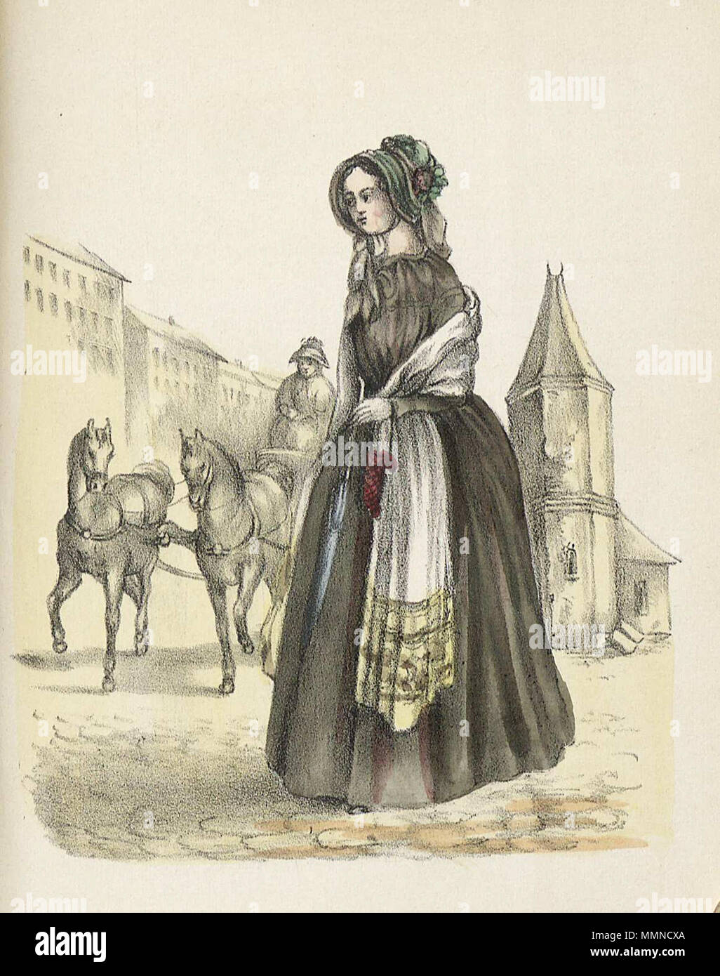 Modejournal för alla snälla dockor 1858, illustration n°5) Banque D'Images