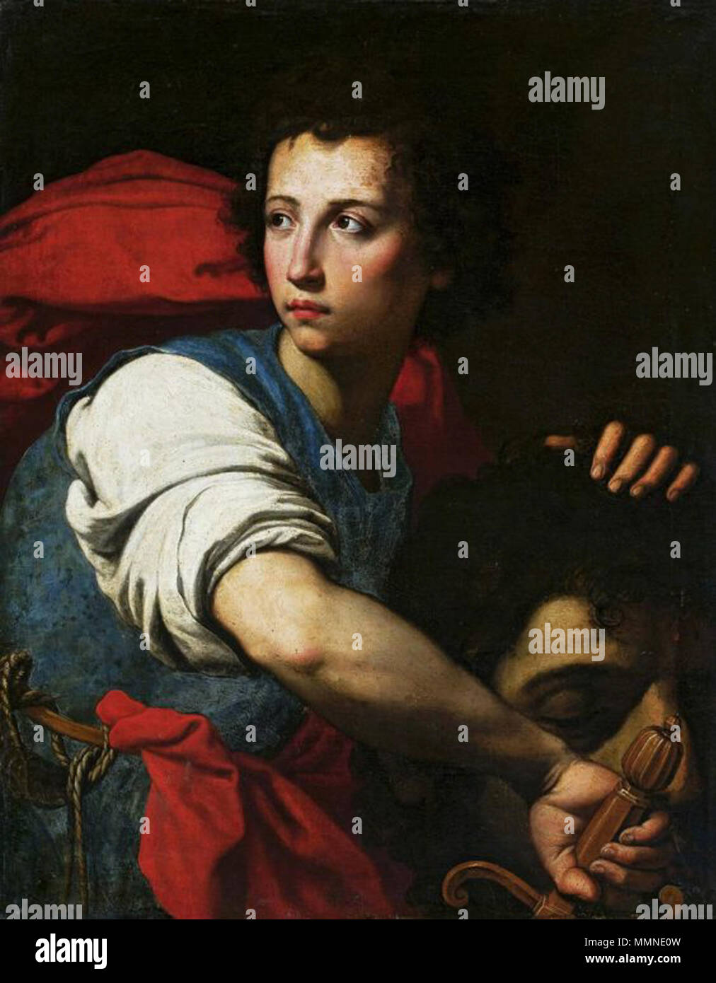 David avec la tête de Goliath.. deuxième trimestre de 17e siècle. Guarino David avec la tête de Goliath Banque D'Images