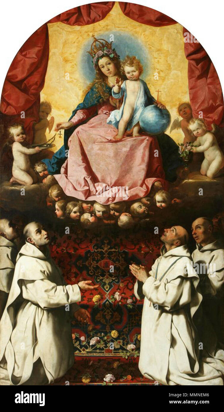 La Vierge du Rosaire vénéré par Chartreux.. vers 1637-1639. Zurbaran Vierge du Rosaire Banque D'Images