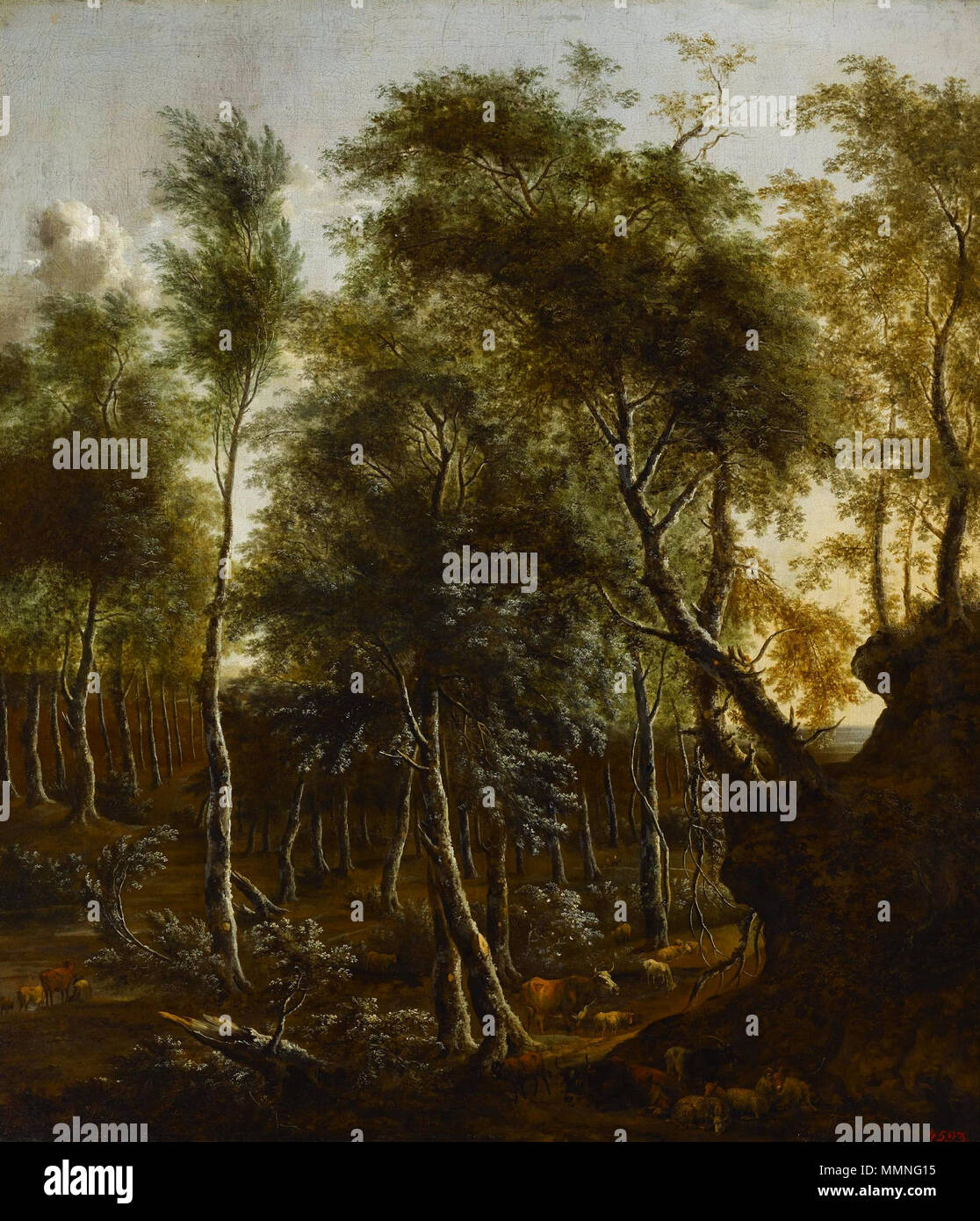 Un paysage boisé.. Années 1660. Moucheron un paysage boisé Banque D'Images