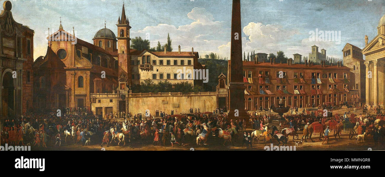 L'entrée de l'ambassadeur polonais Micha ? Kazimierz Radziwi ? ? Dans Rome en 1680.. vers 1680. Bloemen Codazzi Entrée dans Rome Banque D'Images