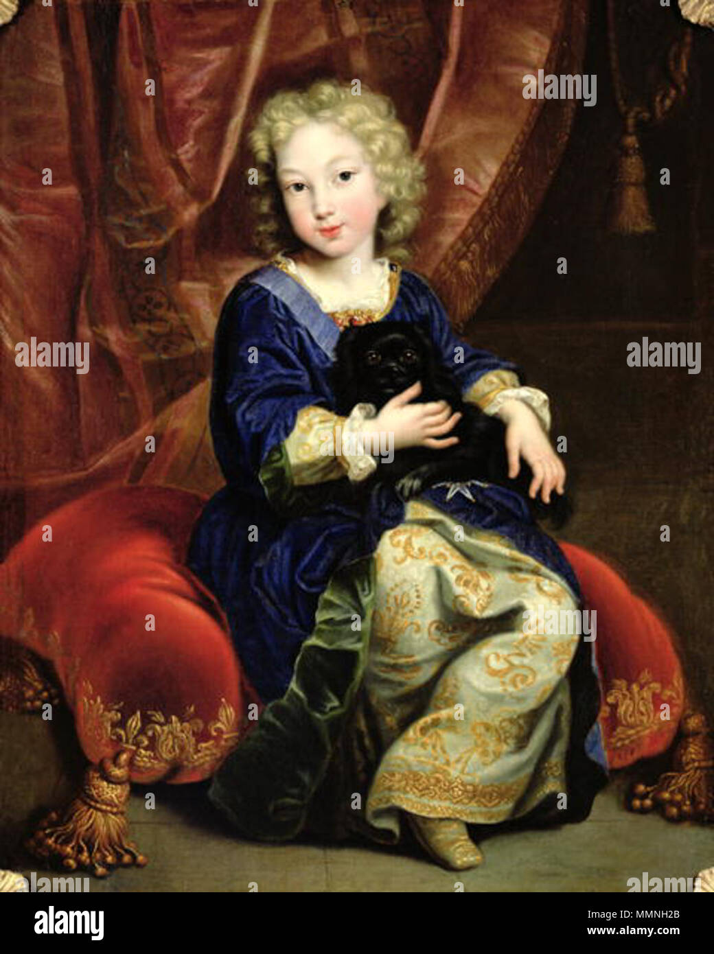 . Portrait de Philippe de France (futur Philippe V d'Espagne) comme un enfant . 1686. Le jeune Duc d'Anjou (futur roi d'Espagne) à partir de "La famille du grand dauphin" par Pierre Mignard Banque D'Images