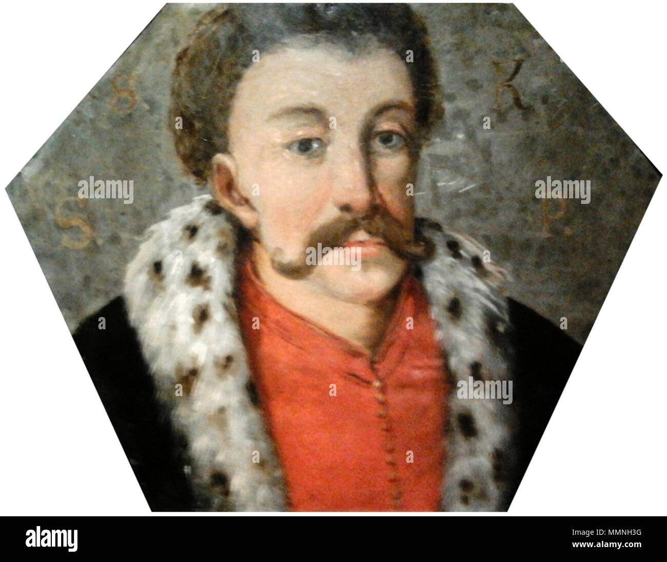 Portrait d'un noble cercueil avec les initiales S.K.S.P.. vers 1690. Portrait d'un noble Coffin Banque D'Images