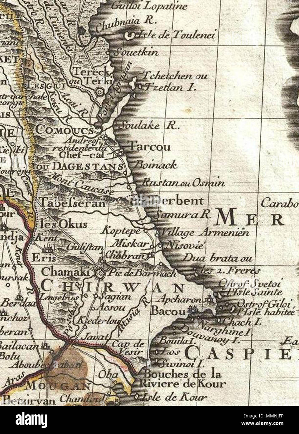 . Anglais : Une belle première édition Exemple de Guillaume De L'Isle est important 1724 Carte de la Perse. Capots de la Crimée et la mer d'Azov au sud vers le golfe Persique et le détroit d'Ormuz et de l'est en ce qui concerne le Cachemire (Cachmir) et de Kaboul (Caboul). Cette carte comprend l'Iran d'aujourd'hui, en Iraq, en Afghanistan, au Koweït, Ouzbékistan, Turkménistan, Tadjikistan, Géorgie, Arménie, Azerbaïdjan, et à des parties adjacentes de la Russie, le Pakistan, la Turquie, l'Ukraine et le Kazakhstan, et d'Arabie. Cartographique De L'Isle de la cartographie de la Perse marque une avancée significative dans l'connaissances cartographiques de la région. Cette ma Banque D'Images