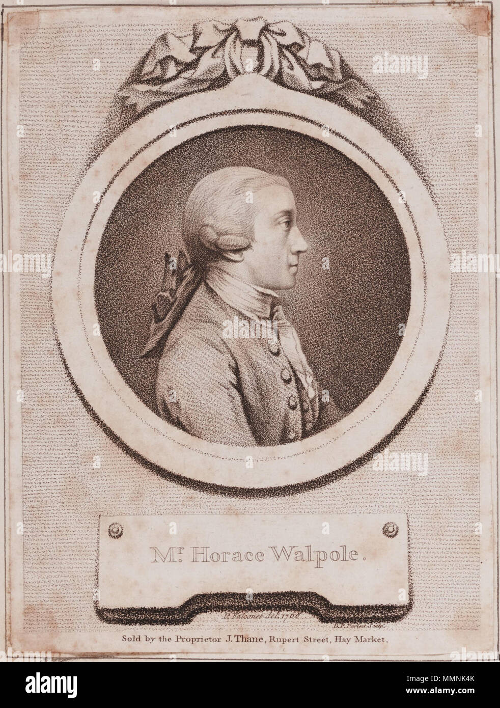 . Deutsch : Porträt des jungen Anglais Horace Walpole : Portrait d'une jeune Horace Walpole (1717-1797) . Anglais : publié 1768 . Horace Walpole 1768 Banque D'Images