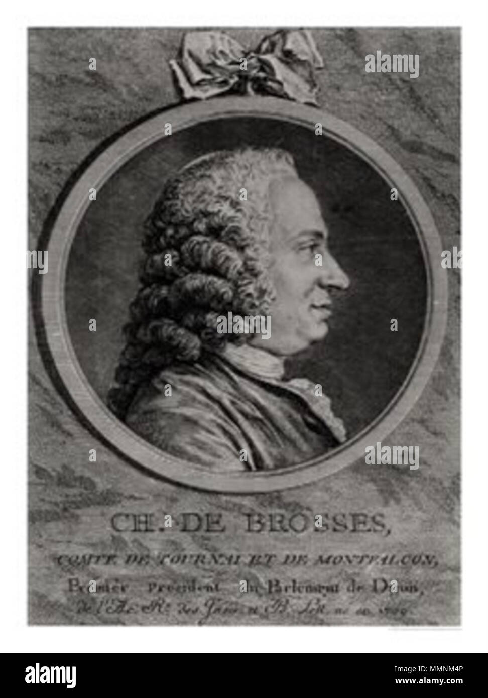 . Portrait de l'historien français Charles de Brosses (1709-1777) . 18e siècle. Charles de Brosses - Charles Nicolas Cochin II Banque D'Images