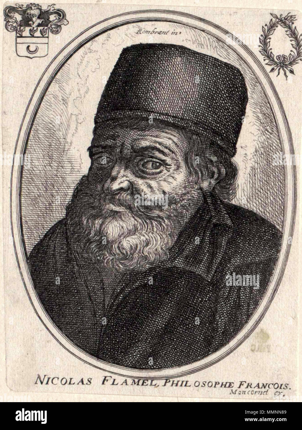 . Portrait de Nicolas Flamel (ca 1340-1418) . 17e siècle. Flamel Banque D'Images