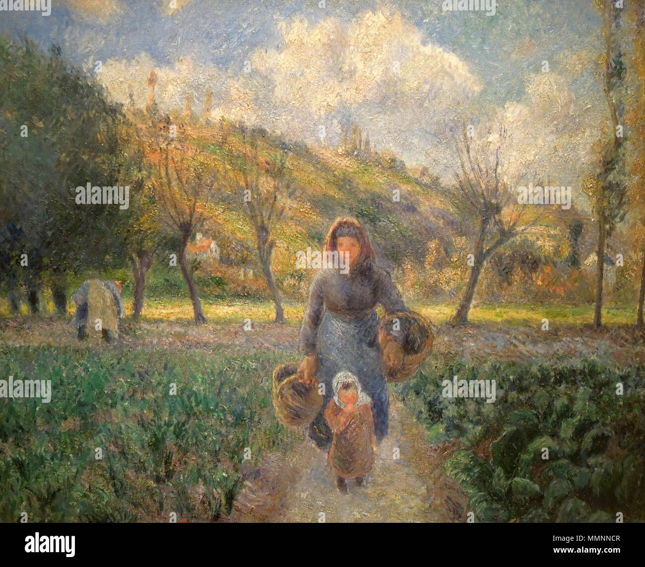 Paysanne et enfant de retourner dans les champs, Auvers-sur-Oise ou dans le potager. 1881. Camille Pissarro - Dans le potager Banque D'Images