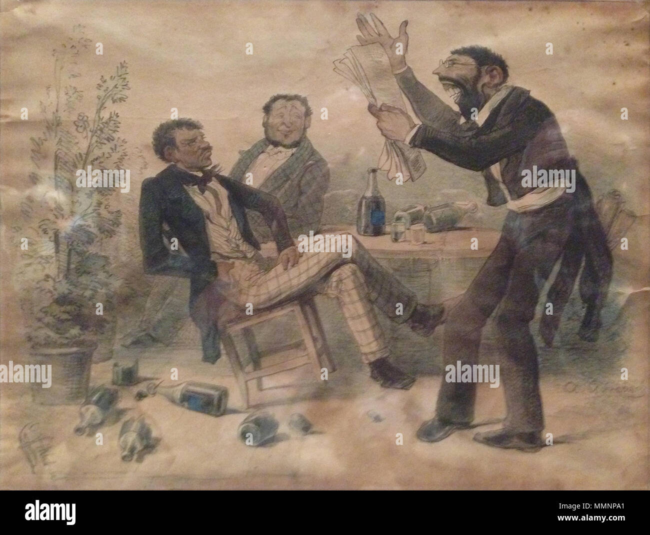 . Deutsch : Die auf den Champagnertrinker : Karikatur Landschaftsmaler Bernhard Fries (1820-1879) en décembre 1843, Rom von Andreas Achenbach, Bleistift, aquarelliert français : les buveurs de Champagne : Cartoon sur le peintre de paysages Bernhard frites (1820-1879) à Rome, décembre 1843 Andreas Achenbach, Crayon, Aquarelle . 1843. Andreas Achenbach (1815-1910) peintre allemand Description Date de naissance/décès 29 Septembre 1815 1er avril 1910 Lieu de naissance/décès Kassel Düsseldorf Düsseldorf lieu de travail, Munich, Francfort contrôle d'autorité : Q76416 : VIAF 72206253 ISNI : 0000 0001 0654 914X ULAN : Banque D'Images