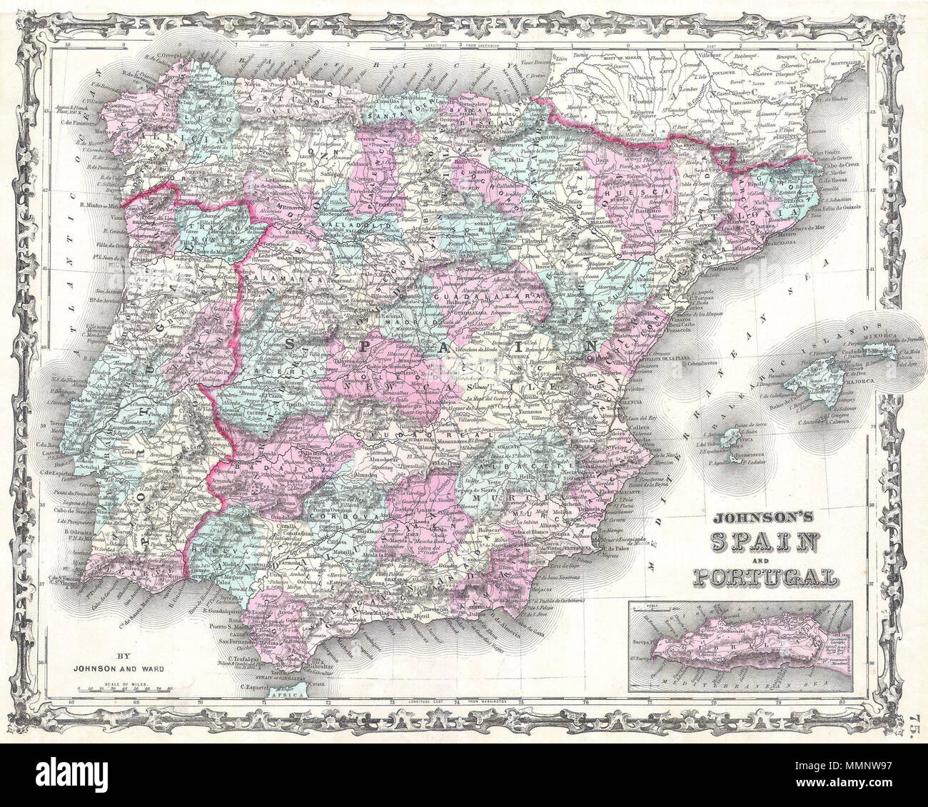 Anglais C Est Johnson Et Ward S 1862 Carte De L Espagne Et Le Portugal Couvre La Region Avec Une Attention Particuliere Pour Le Transport Les Villes Et D Eau Le Quadrant Inferieur Droit Anglais C Est Johnson Et Ward S 1862 Carte De L Espagne Et Le Portugal Couvre La Region Avec Une Attention Particuliere Pour Le Transport Les Villes Et D Eau Le Quadrant Inferieur Droit