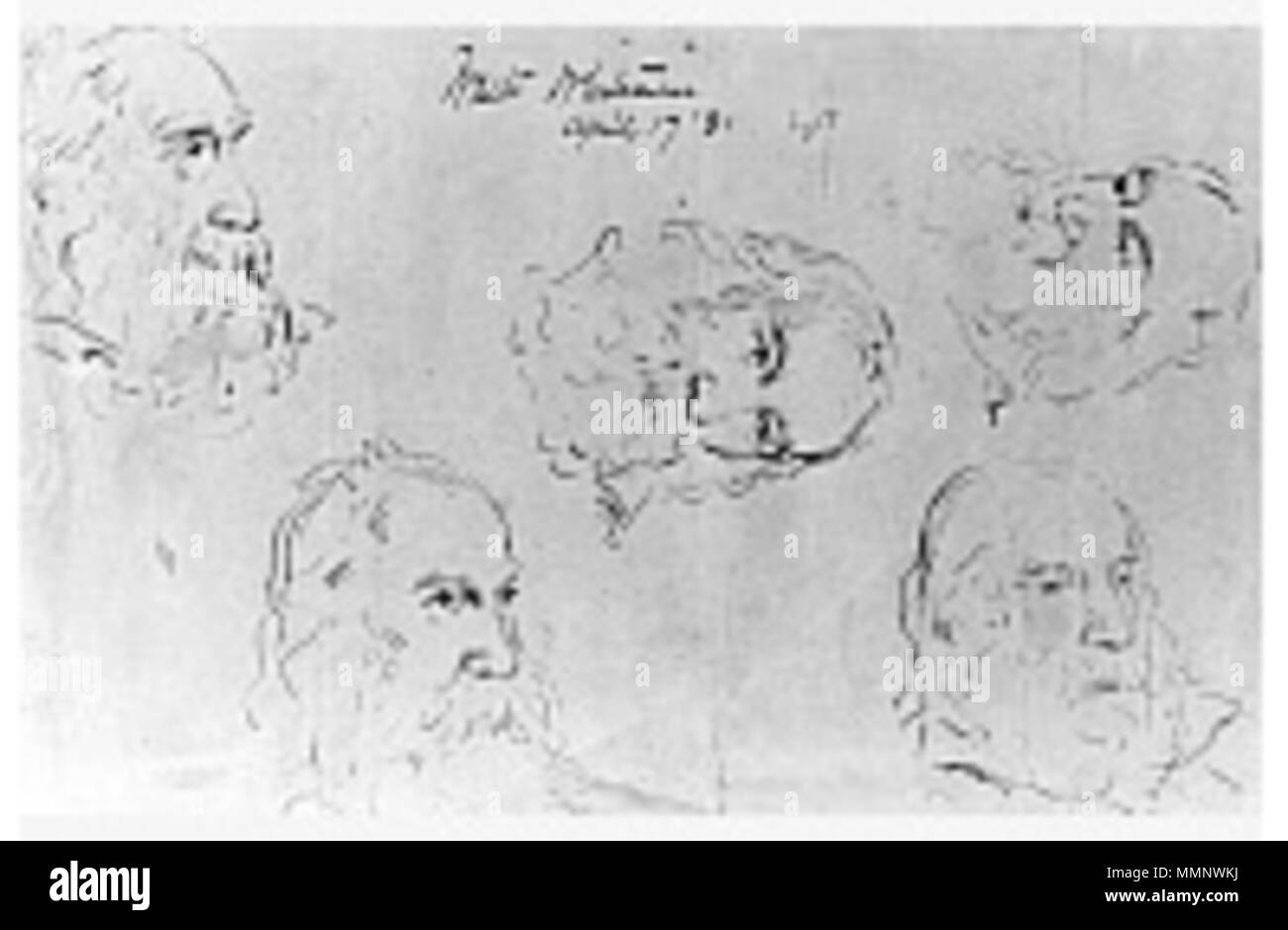 . SITTER : Walt Whitman, 31 mai 1819 - 26 mars 1892 Artiste : Frank Hill Smith, 1841 - 1904 Medium : Crayon sur papier dessin TYPE : Date : 1881 1881 byFrankHillSmith WaltWhitman 10 croquis Smithsonian Banque D'Images