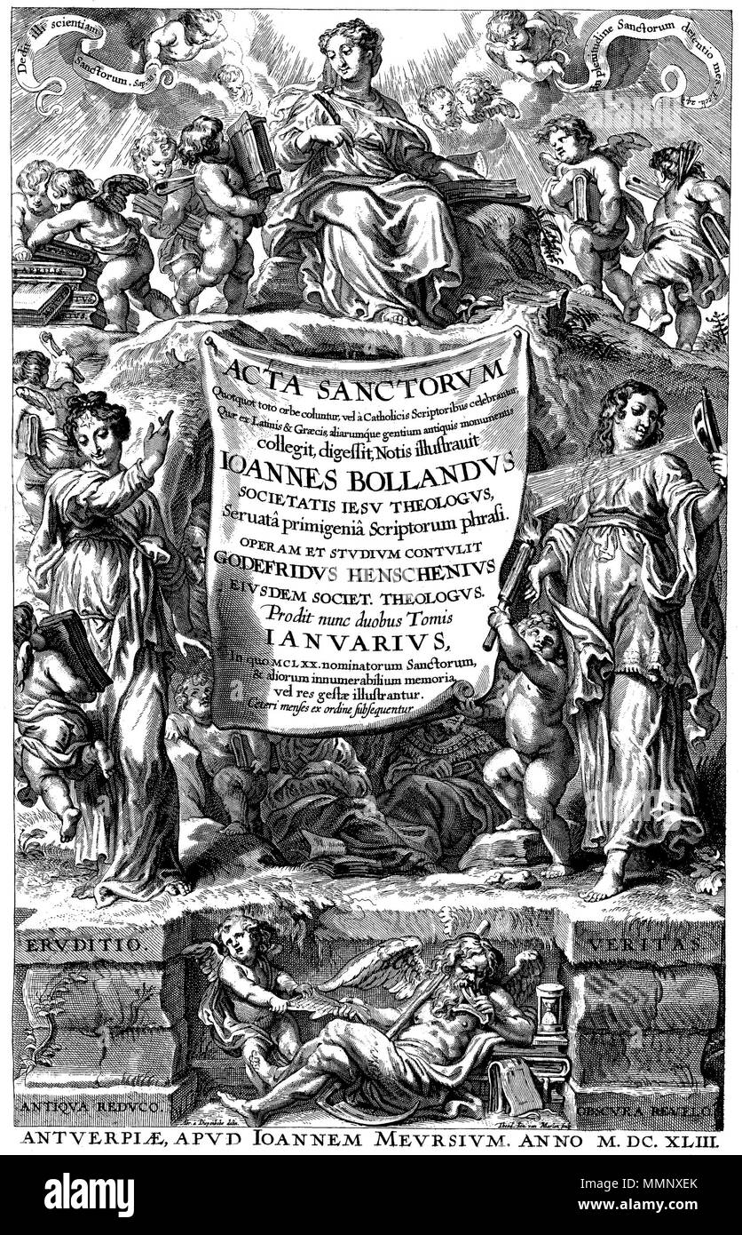 . Anglais : fr:Acta Sanctorum, volume, publié en janvier 1643 Русский : ru:Acta Sanctorum том первый январский издан в 1643 году, Русский : uk:Acta Sanctorum, гравюра січневого тому з I, 1643 . 1643. Abraham van Diepenbeeck (1596-1675) Noms alternatifs Abraham Jansz. van Diepenbeeck, Abraham van Diepenbecke, Abraham van Diepenbeek, Abramo van Diepenbeke, Abramo van Diepenbecck Description peintre flamand, dessinateur, graveur, vitraux et tapisseries de l'artiste designer Date de naissance/Décès 9 Mai 1596 (baptisé) 31 décembre 1675 Lieu de naissance/décès 's-Hertogenbosch Anvers Wo Banque D'Images