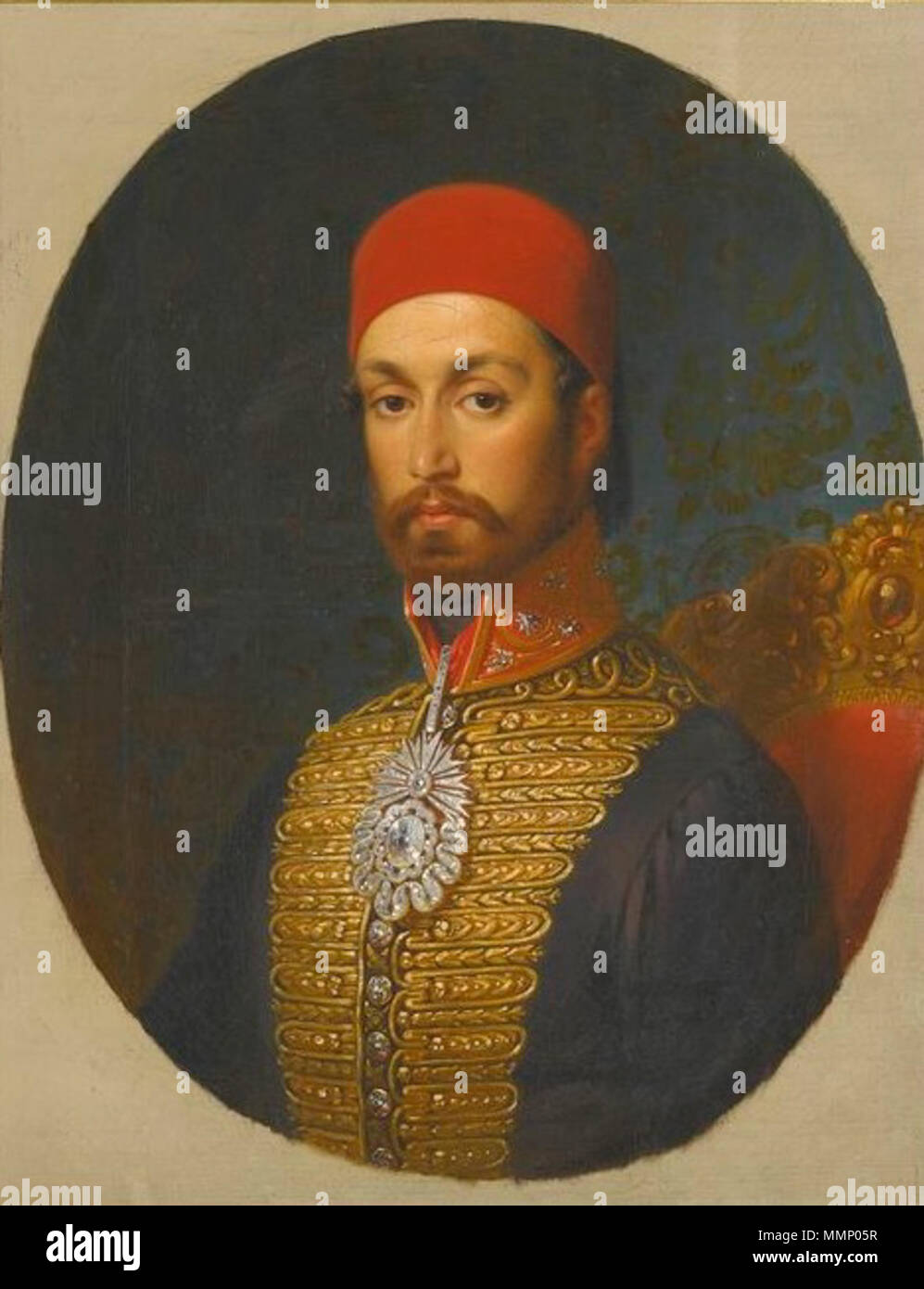 . Anglais : portrait de "Sultan Abdulmecid ; huile sur toile encadrée . Date inconnue. Konstantin Johannes Franz Cretius 23 Abdulmejid1 Banque D'Images