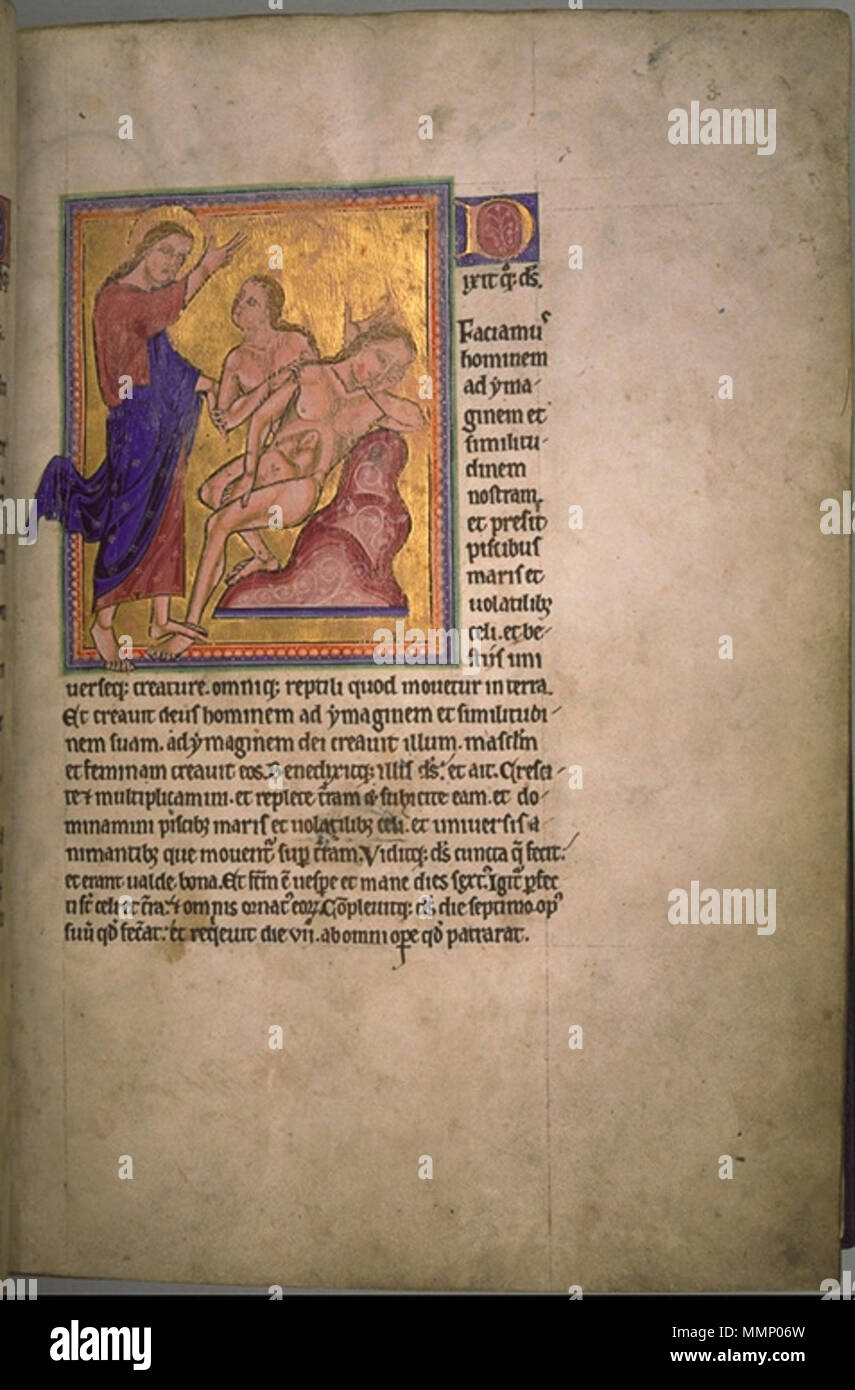 . Folio 3 recto Le bestiaire d'Aberdeen. Création d'Eve.. 12e siècle. 24 rCreationOfEve AberdeenBestiaryFolio003 Banque D'Images