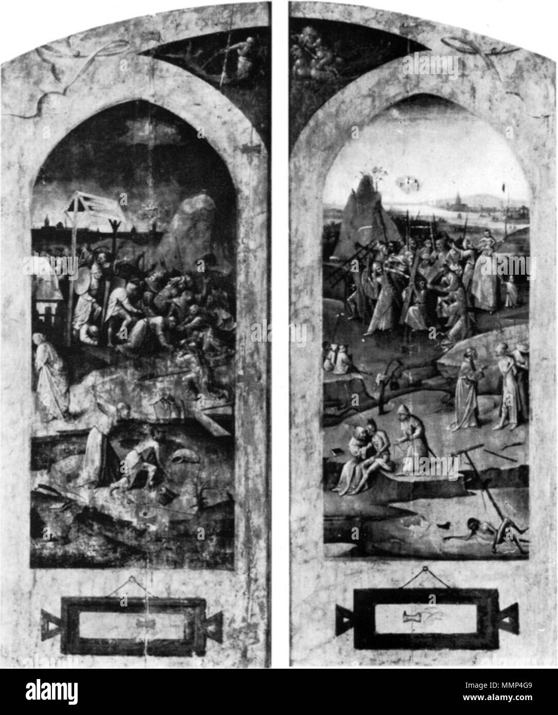 La Tentation de Saint Antoine, extérieur (l'Arrestation du Christ et le Christ portant la croix).. vers 1520-1530. Après Jheronimus Bosch 002 extensions extérieures Banque D'Images