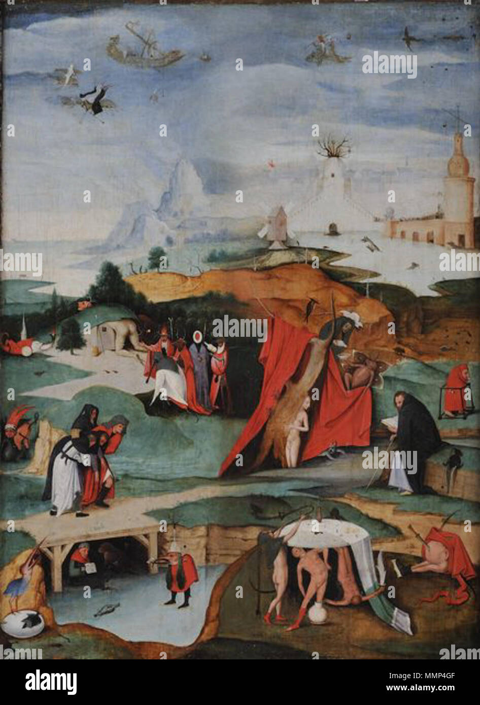 . Copie de l'intérieur droit et gauche intérieur ailes de la Tentation de Saint Antoine à Lisbonne. La Tentation de Saint Antoine. 16e siècle. Après Jheronimus Bosch 019 Banque D'Images