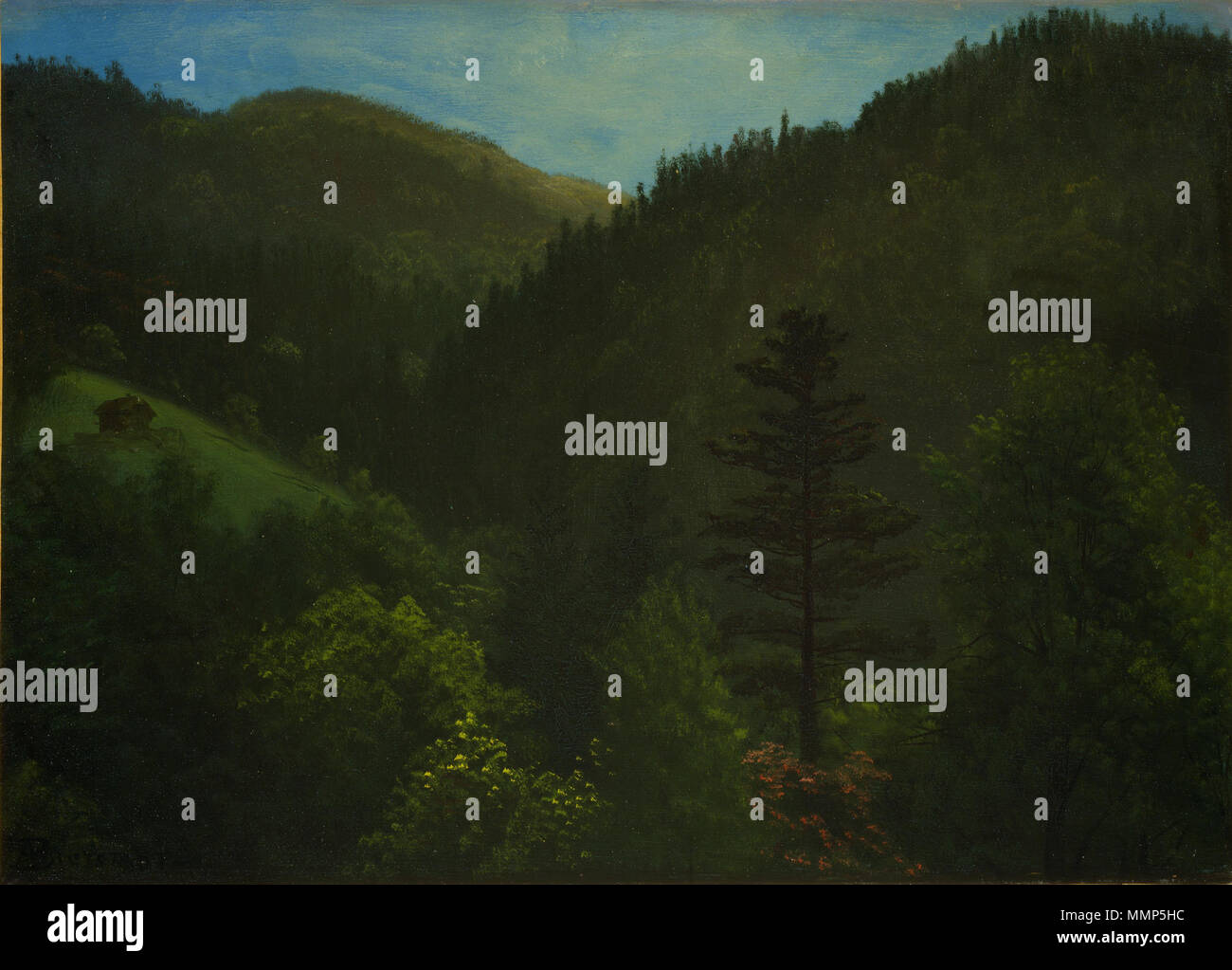 Anglais : Paysage . Date inconnue. Albert Bierstadt - Paysage boisé Banque D'Images