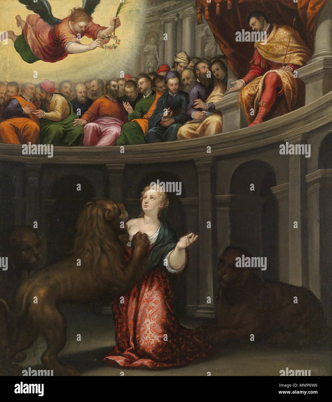 . Deutsch : Das Martyrium eines Heiligen, Öl auf Leinwand, 105 x 94 cm . 16e ou 17e siècle. Alessandro Maganza (1556-après 1630) Alessandro Maganza Martyrium eines Heiligen Banque D'Images