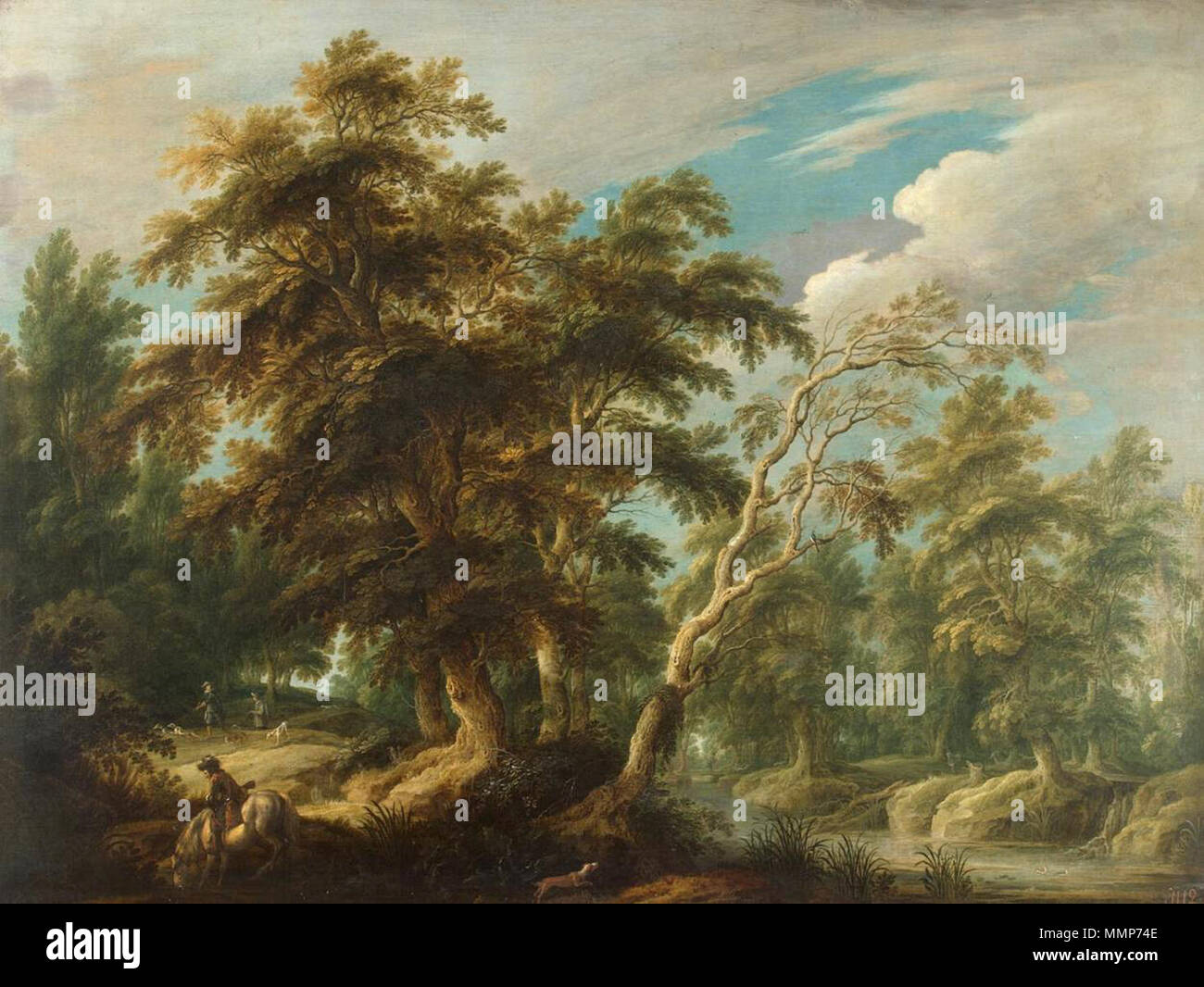 Chasseurs dans une forêt. première moitié du 17e siècle. Alexander Keirincx - Chasseurs dans une forêt - WGA12109 Banque D'Images