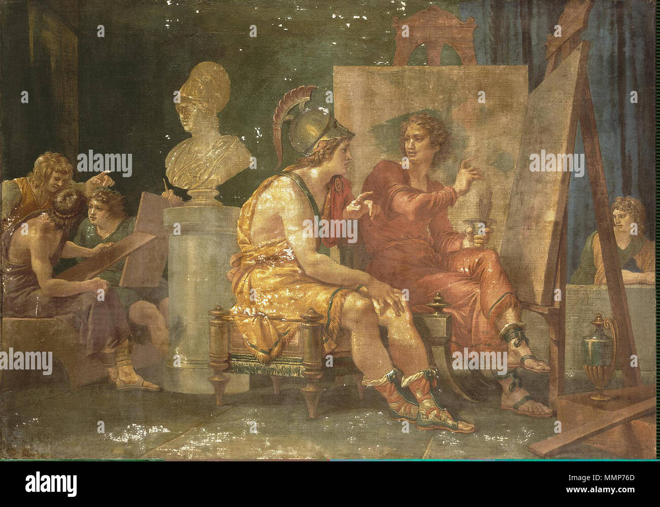 . Alexandre le Grand dans l'atelier d'apelle par la Cades, Giuseppe. Hermitage, Ministère des beaux-arts de l'Europe de l'Ouest avec la détrempe à la cire sur toile, 80.5x114 cm. Alexandre le Grand dans l'atelier d'Apelle Alexandre le Grand dans l'atelier d'Apelle. 1792. Alexandre le Grand dans l'atelier d'Apelle Banque D'Images