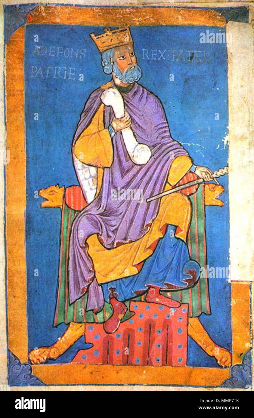 . Español : miniature que représen al rey Alphonse VI de León (1047-1109). Forma parte del UN Tumbo de la catedral de Santiago de Compostela. . 1er février 2007, 4:55 pm. Chargé par MaiDireLollo AlfonsoVI de Castille Banque D'Images