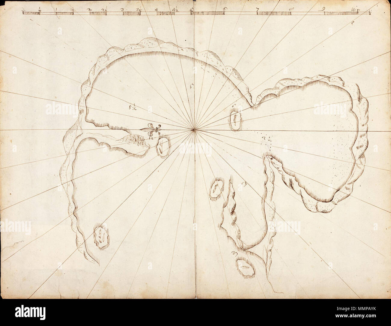 . Nederlands : Titel dans catalogus Leupe (Nationaal Archief) : Kaart van de Saldanhabay. Verso : Saldanhabaij Notities uit 1653 / 1e boek Brieven in papieren Kaap / n° 13 [volgnummer van het stuk in de groupe ?] / [247 folionummer in de groupe ?] / [171] potlood en rood. Boven een schaalaanduiding rencontré nummering. Anglais : Titre en Leupe le catalogue (Archives nationales) : Kaart van de Saldanhabay. Notes sur l'inverse : Saldanhabaij / 1653 1e boek brieven uit en papieren Kaap / n° 13 [article de série de l'élément dans le volume ?] / [247 numéro de folio dans le volume ?] / [171] en crayon rouge. Haut d'un indica Banque D'Images