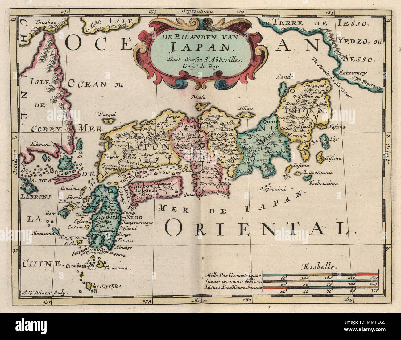 . Nederlands : Kaart van au Japon. De Eilanden van au Japon. Anglais : Carte du Japon. De Eilanden van au Japon. Nederlands : Kaart van Japon English : Carte du Japon . circa 1705. Créateur:A. d' hiver Nicolas Sanson (1600-1667) Alternative Names Nicolas Sanson, der Ältere ; Nicolas Sanson d'Abbeville Description cartographe français Date de naissance/décès 20 Décembre 1600 7 juillet 1667 Lieu de naissance/décès Abbeville, France lieu de travail Paris Paris contrôle d'autorité : Q502162 : VIAF ?66550637 ISNI : ?0000 0001 2096 3128 RCAC : ?n50023551 NLA : ?35908957 GND : ?12360978X WorldCat Créateur:François Halma sw Banque D'Images