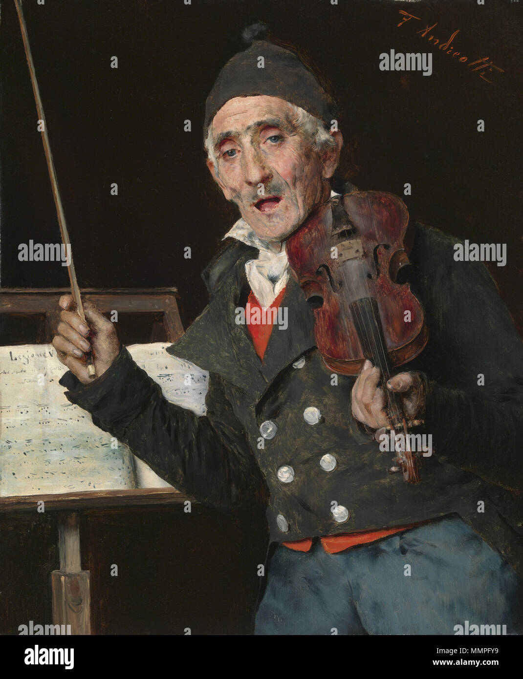 Anglais : Le professeur de violon . vers 1875-1890. Andreotti, le professeur de violon Banque D'Images