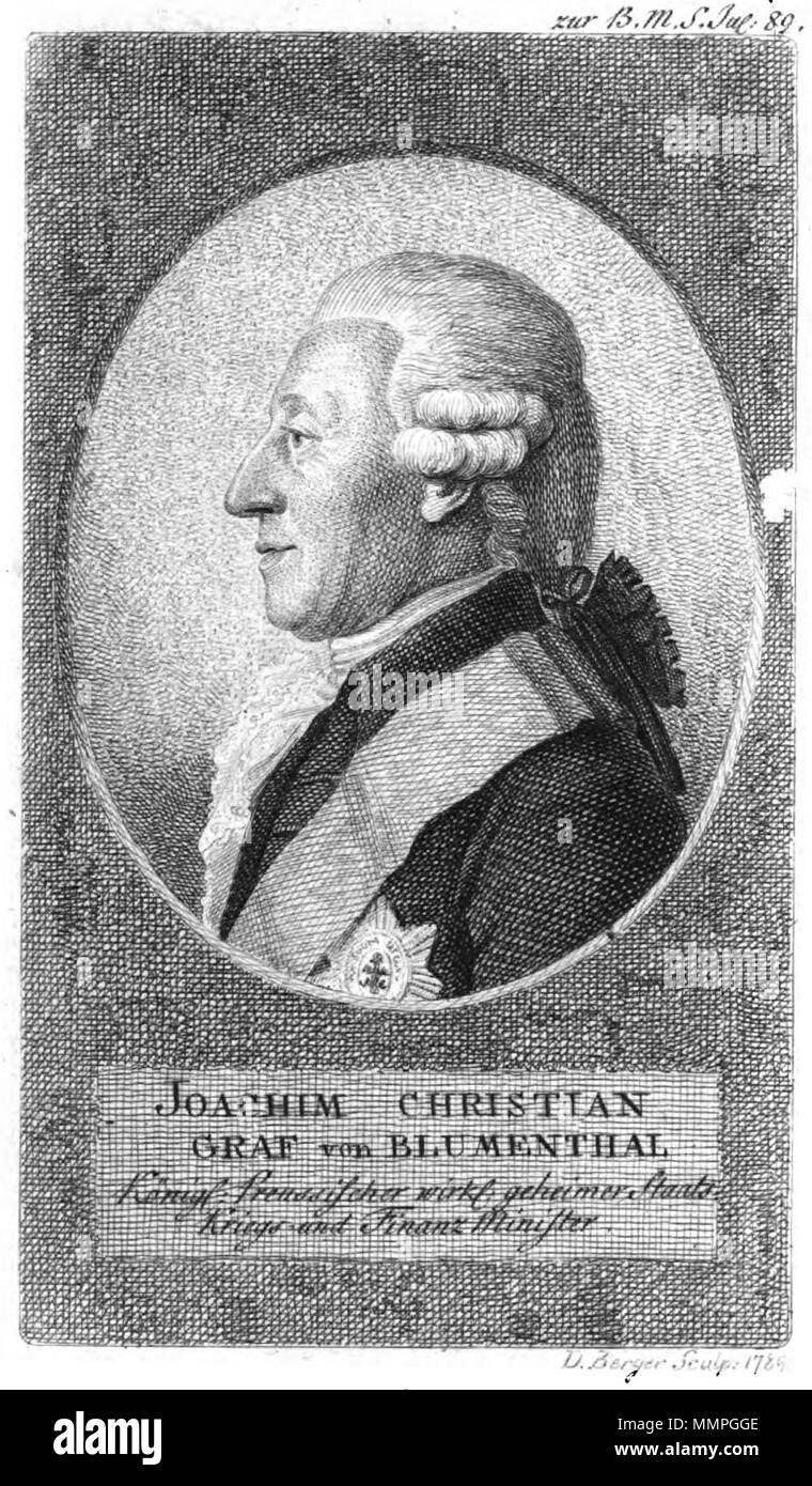 Portrait de Joachim Christian Graf von Blumenthal. 1789. Blumenthal Banque D'Images