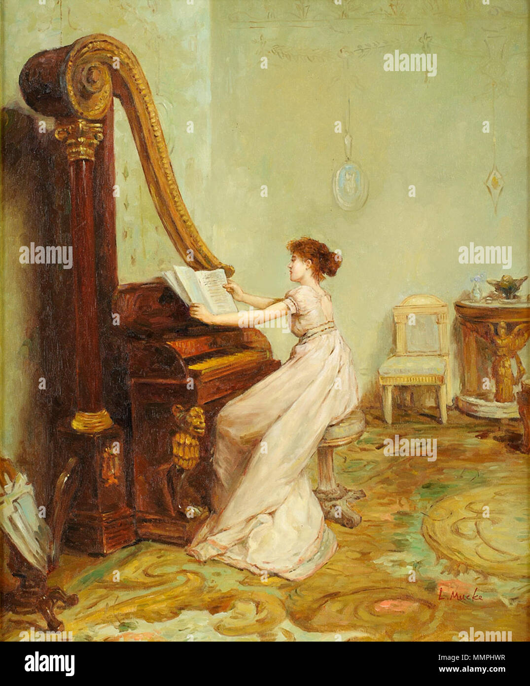 Anonym Frau am Lyraflügel Banque D'Images