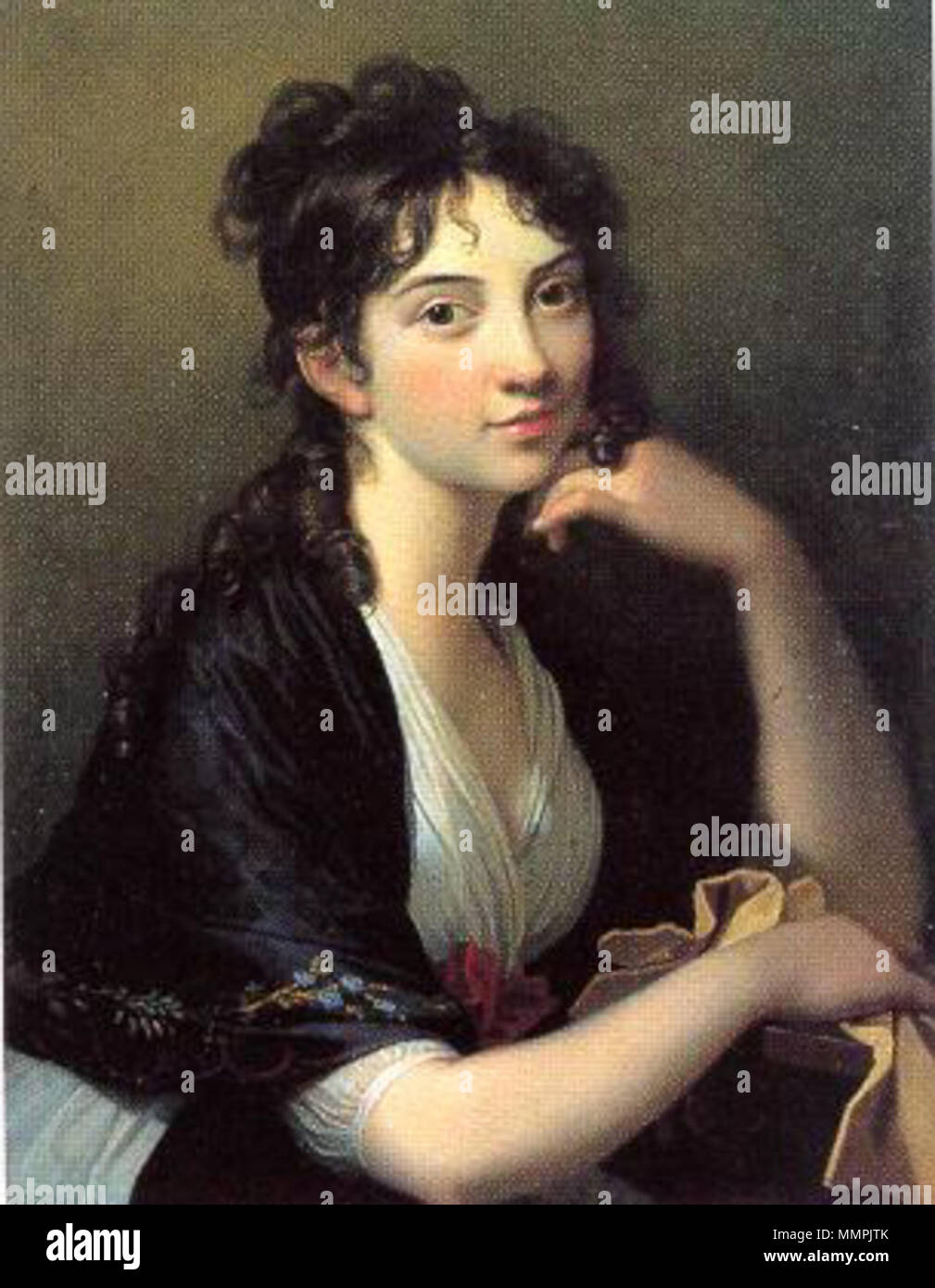 . Christine Gyllembourg-Ehrensvärd Thomasine (1773-1856), écrivain danois, est né à Copenhague. Son nom de jeune fille était Buntzen. Sa grande beauté a attiré au début, et avant qu'elle avait dix-sept ans, elle épousa le célèbre écrivain Peter Andreas Heiberg. Elle lui enfanta un fils dans l'année suivante, le poète et critique Johan Ludvig Heiberg. Portrait de Thomasine Gyllembourg (1773-1856). vers 1790. Thomasine Christine Gyllembourg Banque D'Images