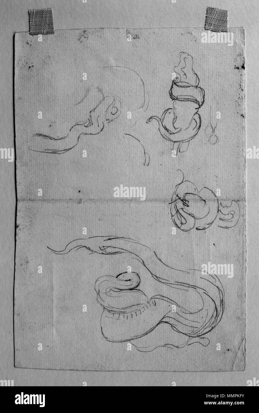 37.2187B Antoine-Louis Barye - Esquisses de serpents - Walters 372187 Banque D'Images