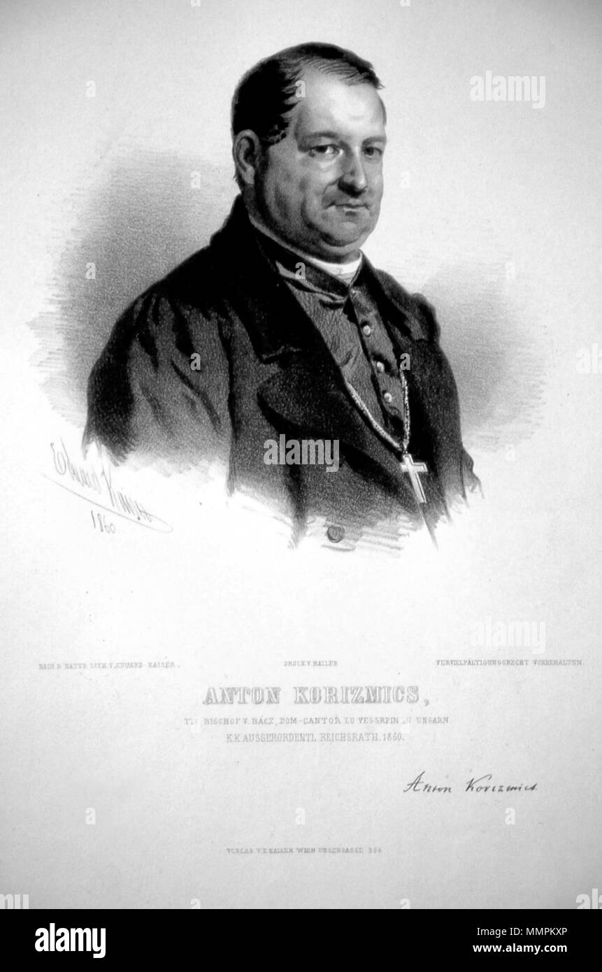 . Deutsch : Anton, Korizmics Reichsrat Bischof, titulaire. Lithographie von Eduard Kaiser, 1860 . 1860. Eduard Kaiser (1820-1895) Anton Korizmics Litho Banque D'Images