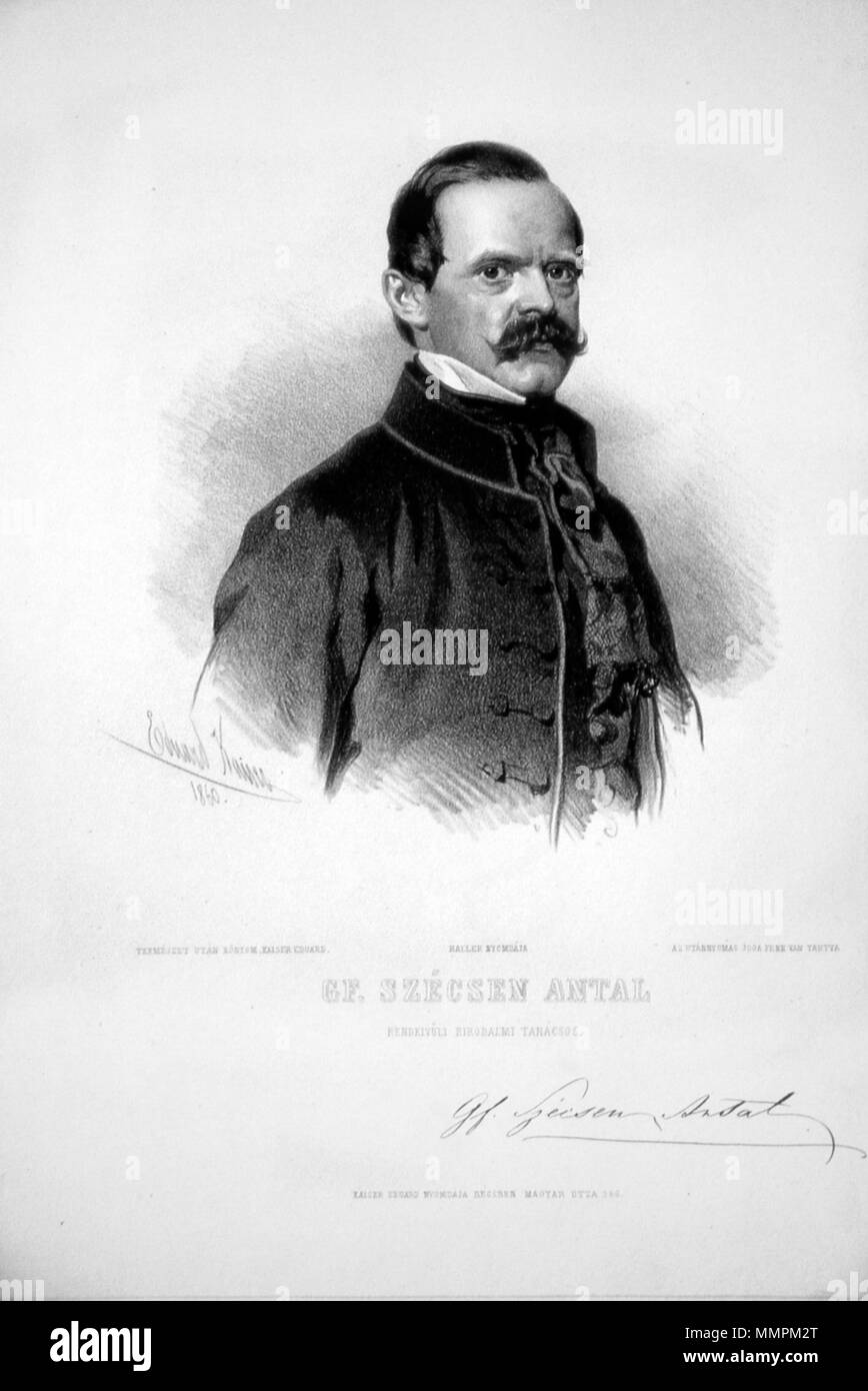 . Deutsch : Anton Graf von Szecsen Temerin (1819-1896), k. k. Geheimrat, Obersthofmeister, Reichsrat. Ritter des goldenen Vliesses. Lithographie von Eduard Kaiser, 1860 . 1860. Eduard Kaiser (1820-1895) Anton Szecsen Litho Banque D'Images