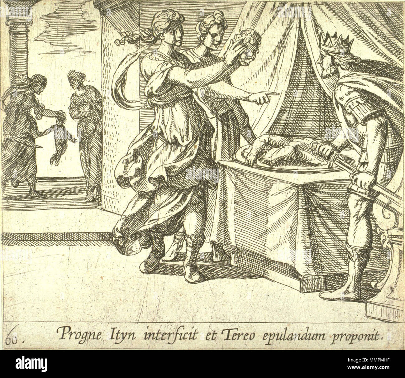 . Anglais : Philomela Procne et montrant la tête d'Itys à Tereus. Gravure par Antonio Tempesta pour un 16e siècle de l'édition d'Ovide livre VI. English : the Philomèle et Procné la tête d'Itys à Térée. Gravure d'Antonio Tempesta pour une édition du XVIe siècle des Métamorphoses d'Ovide, livre VI. Español : Filomela y Procne mostrando la cabeza de Itis une stéréo. La gravure de Antonio Tempesta para una edición del S.XVI de las Metamorfosis de Ovidio, Libro VI. Progne Ityn epulandum proponit interficit et Tereo (Procne révélant la tête d'Itys à Tereus), pl. 60 de la série a rencontré Ovids Banque D'Images