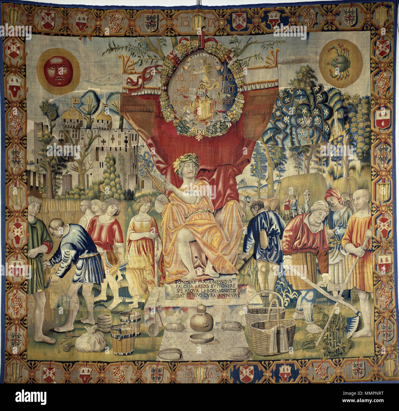 . Italiano : Il mese di Giugno. Uno degli Arazzi Trivulzio except where otherwise noted, nel 1503-1509 tessuti per il condottiere Gian Giacomo Trivulzio except where otherwise noted su cartoni del Bramantino, ed conservati oggi presso i 'Civici musei d'Arte e pinacoteca' del Castello Sforzesco a Milano. Anglais : Juin. L'un parmi les soi-disant Trivulzio except where otherwise noted tapisseries (1503-1509), créés pour Gian Giacomo Trivulzio except where otherwise noted sur dessins de Bramantino, aujourd'hui au musée du Castello Sforzesco à Milan, Italie. . 6 juin 2014, 23:01:11. Bramantino (vers 1465-1530) Noms alternatifs Bartolomeo Suardi, Bartolommeo Suardi, Bramantinus peinture italienne Description Banque D'Images