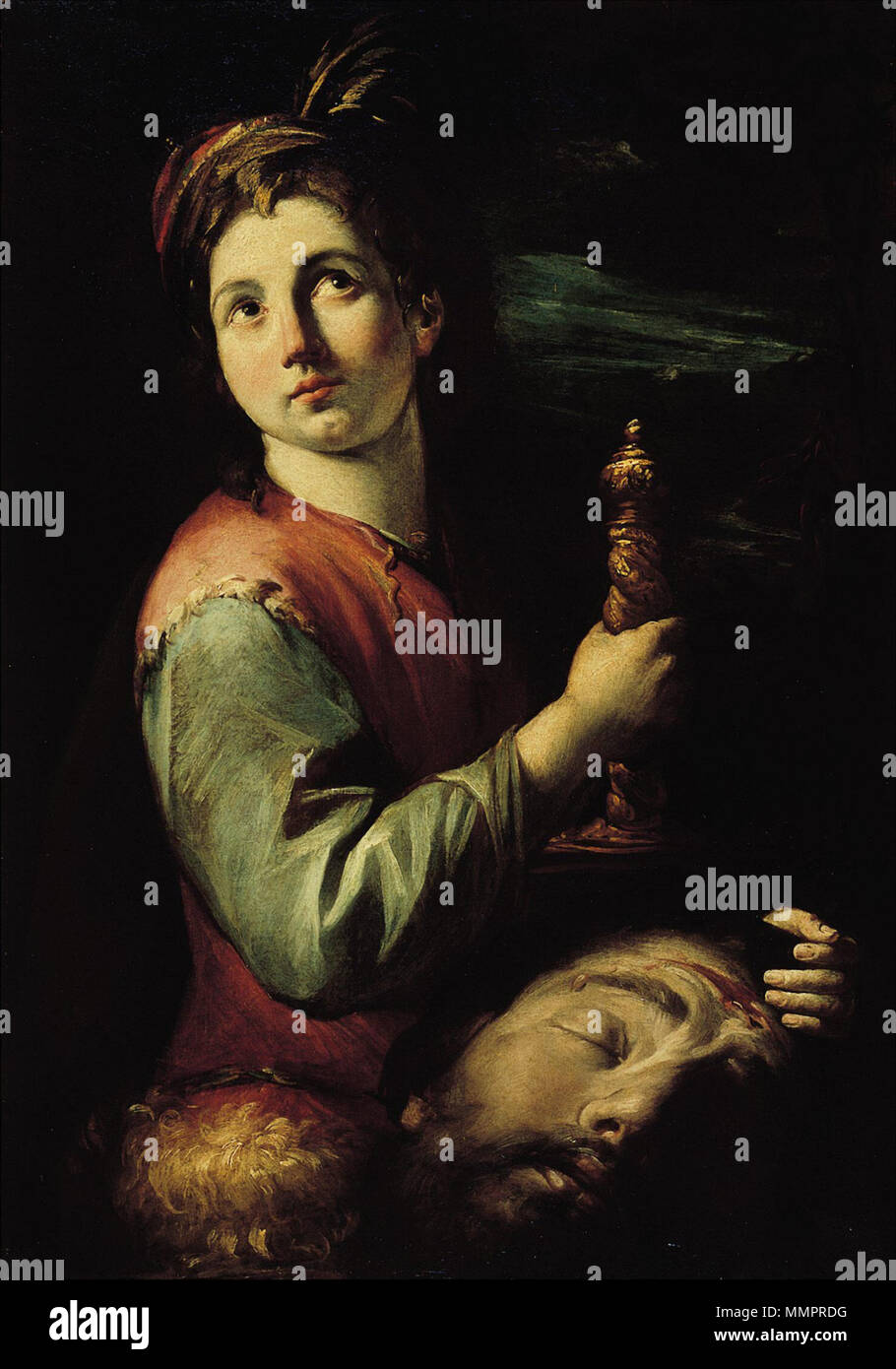 David avec la tête de Goliath. 17e siècle. Gioacchino Assereto, - David avec la tête de Goliath Banque D'Images