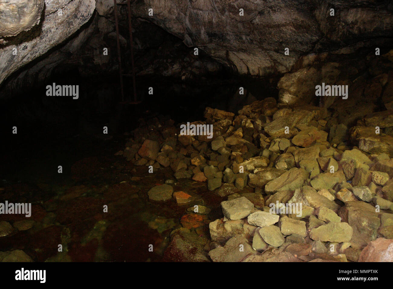 La Cave Madame est une grotte naturelle située à Roches-Noires, dans le nord-est de Maurice. Le village compte plusieurs grottes, dont certaines ont abr Banque D'Images
