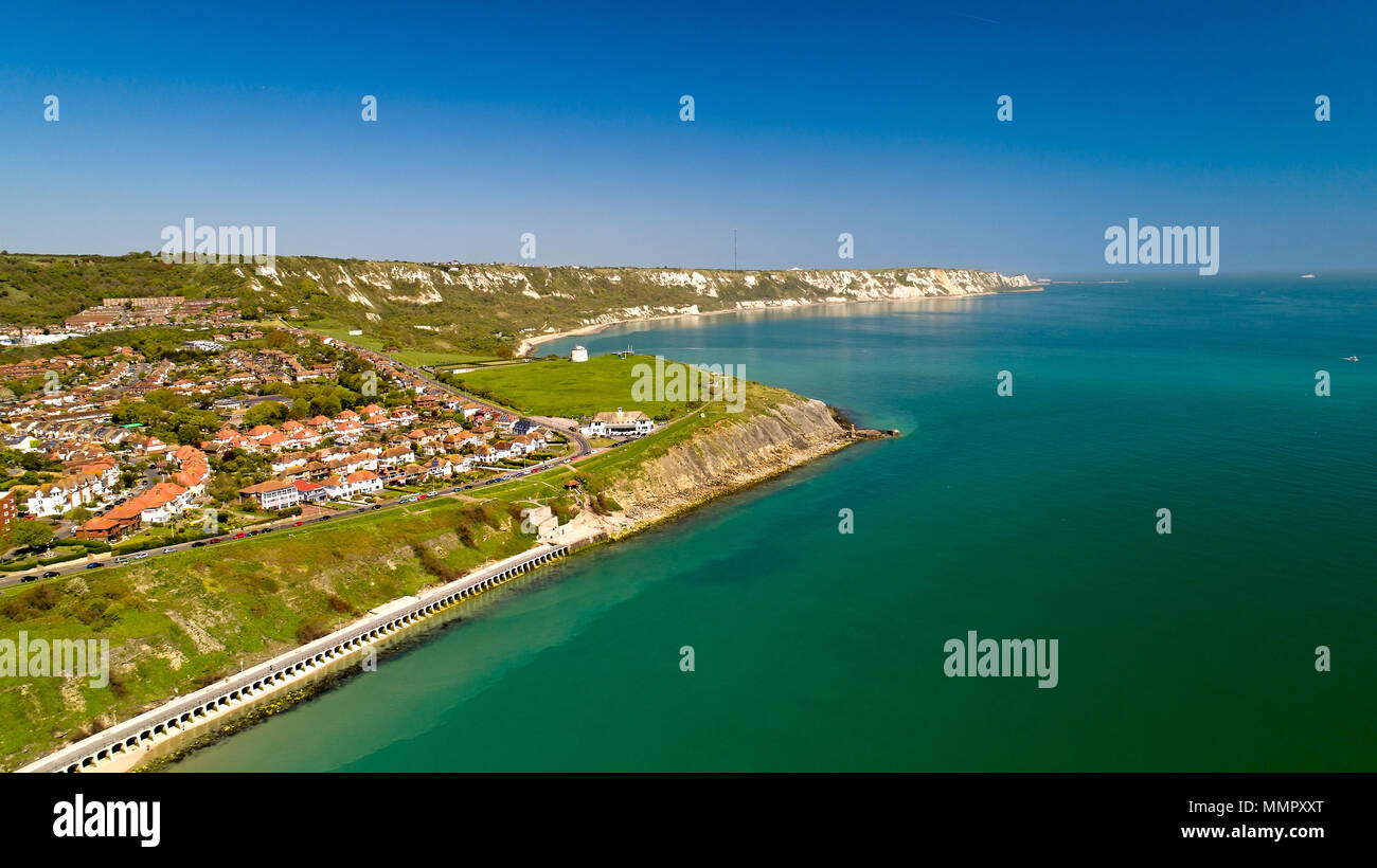 Vue aérienne de la côte anglaise à Folkestone, Kent Banque D'Images