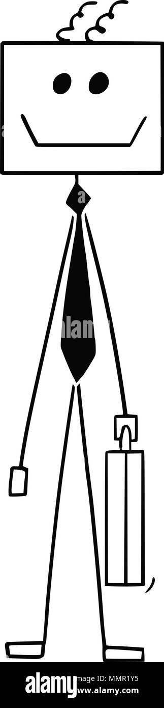 Caricature de robot ou d'un businessman Robotique Illustration de Vecteur