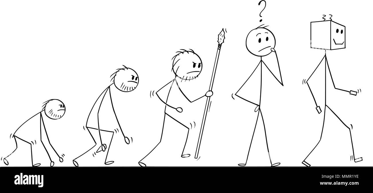 Caricature de l'évolution de l'homme Processus Évolution, successeur de l'homme moderne est Robot Illustration de Vecteur