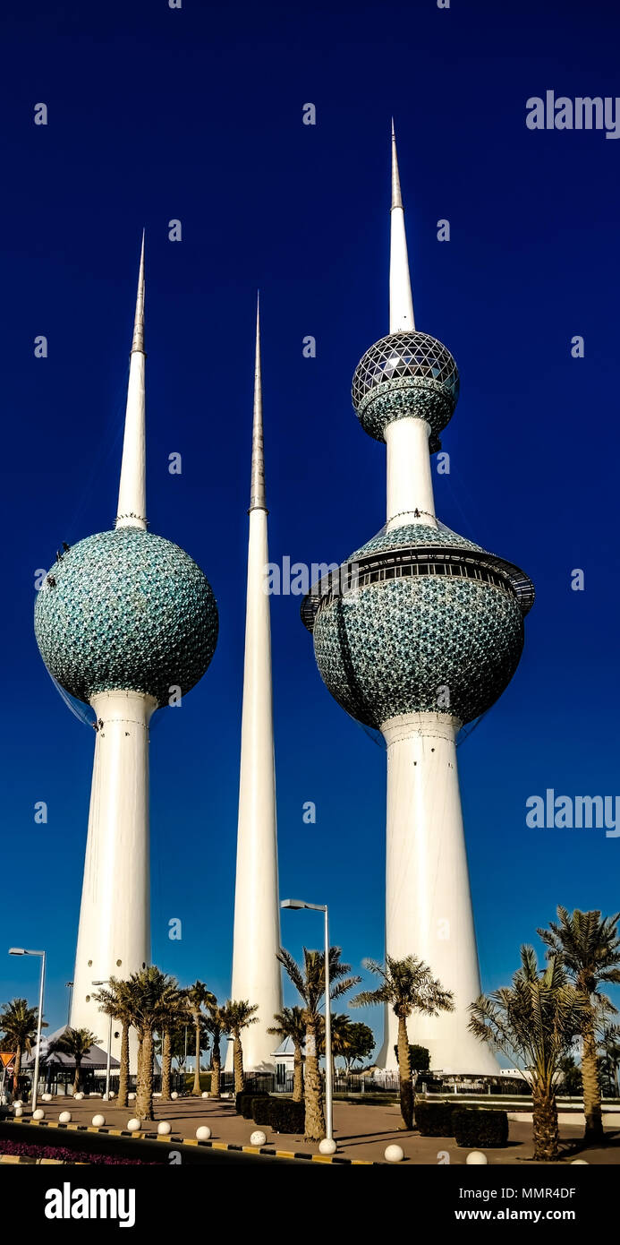 Kuwait Towers, réservoir d'eau - 07-01-2015 La ville de Koweït Banque D'Images