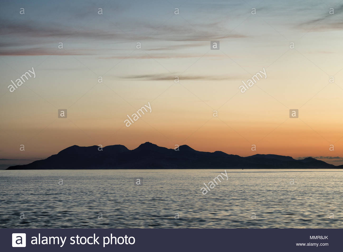 À l'île de Eigg Coucher du soleil de Mallaig, en Écosse. Banque D'Images
