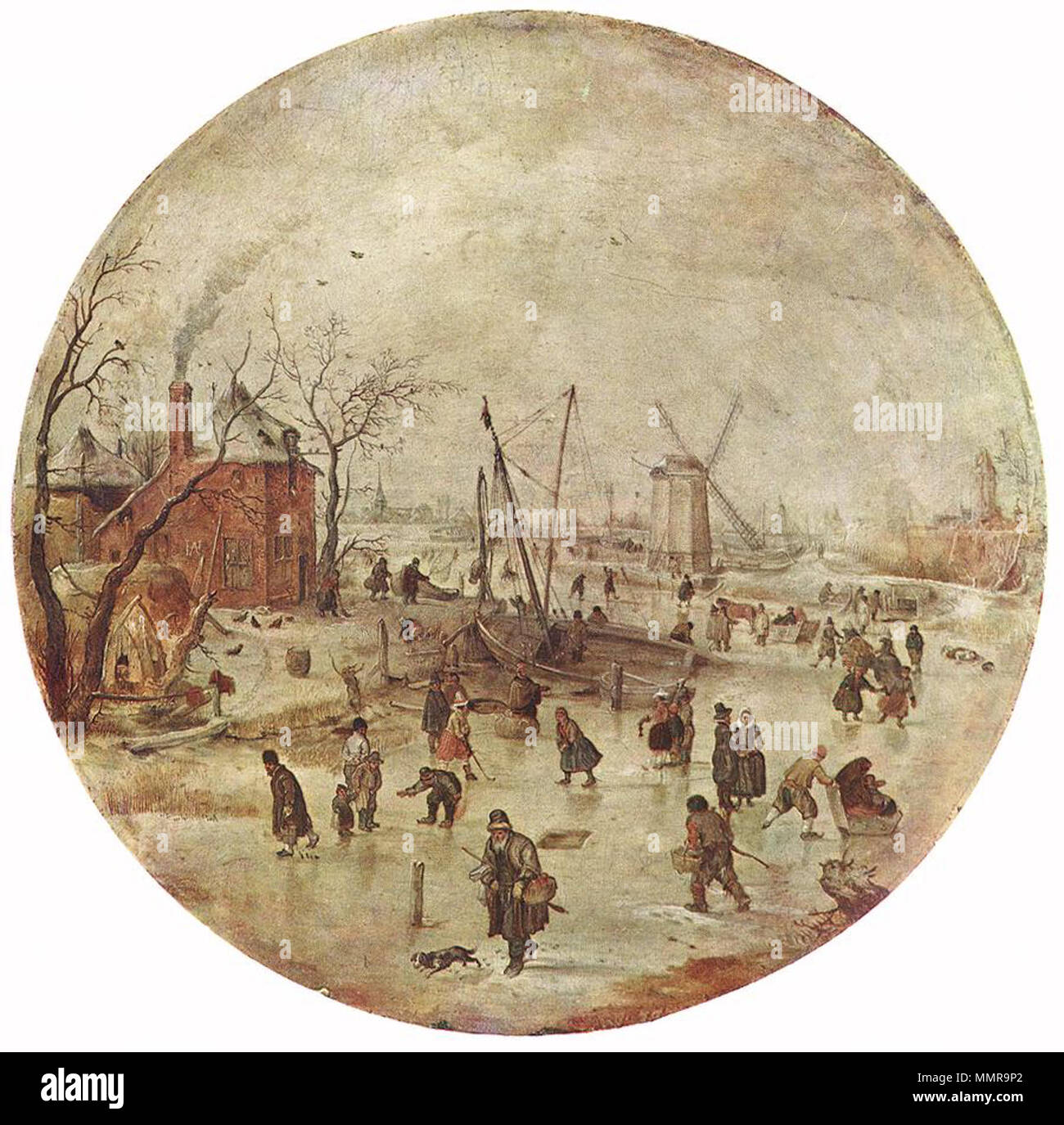 Rivière gelée avec des patineurs. Années 1620. Hendrick Avercamp - Paysage d'hiver avec des patineurs - WGA1085 Banque D'Images