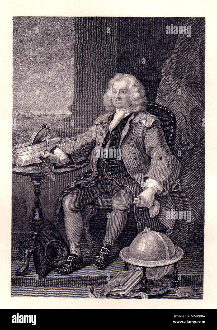 . English : Deutsch : Capitaine Thomas Coram Coram Thomas von William Hogarth, Stahlstich um 1860 . 1796. Hogarth Nutter Coram Banque D'Images