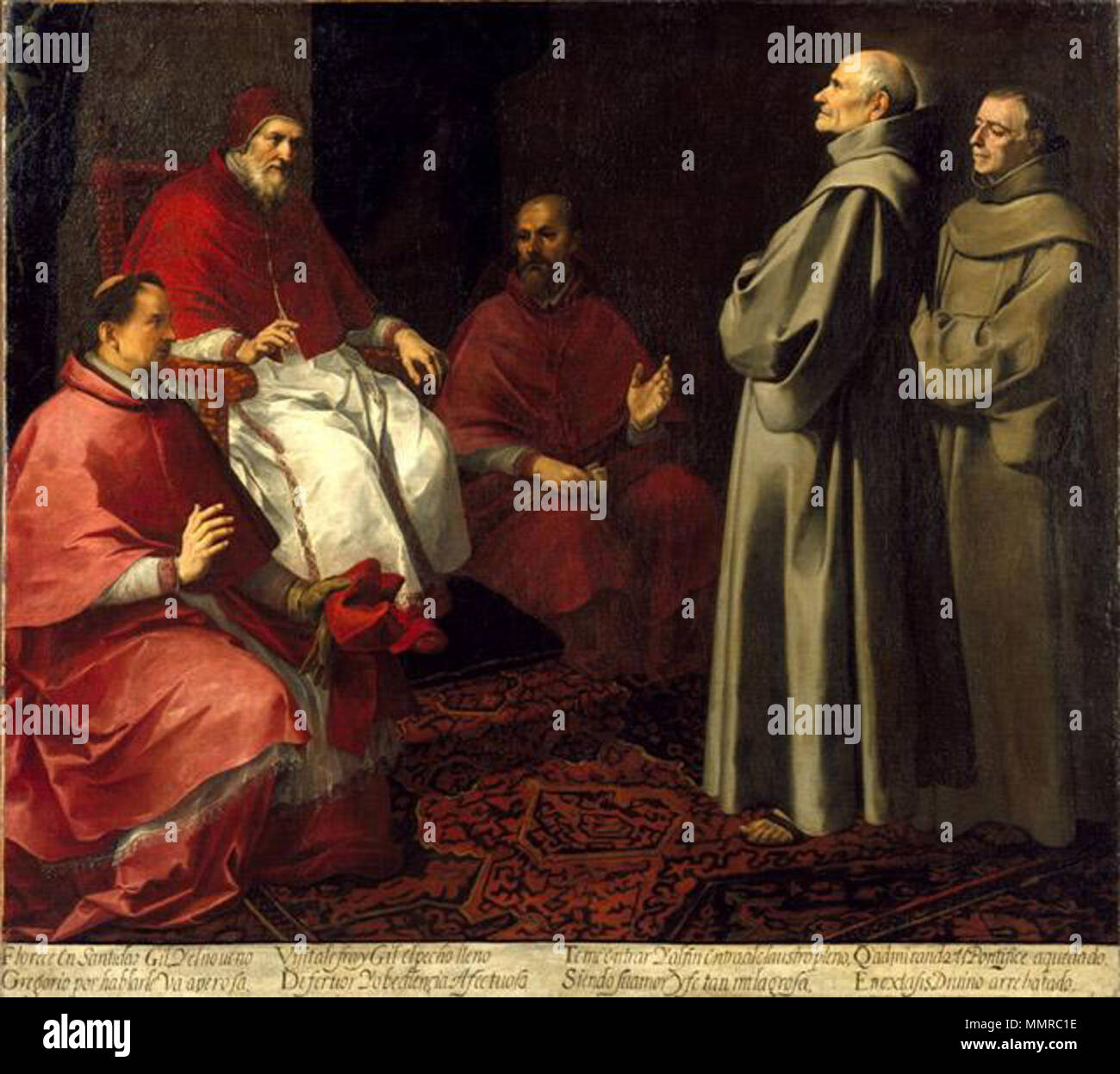 Bienheureux Egidius d'Assise, en lévitation devant le Pape Grégoire IX entre 1645 et 1646. Bartolomé murillo-vénérable gil Banque D'Images